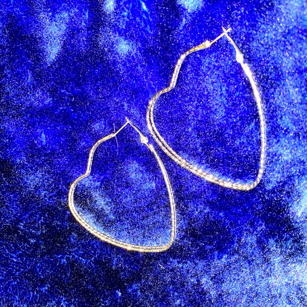 Silver heart hoop earrings
